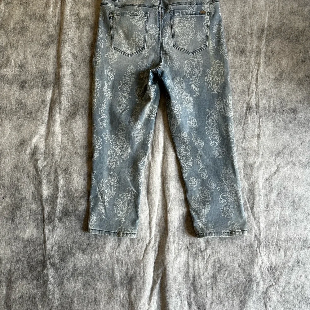 DG2 by Diane Gilman Floral Embroidered Cropped Jeans - Blue and Red - Picture 14 of 15